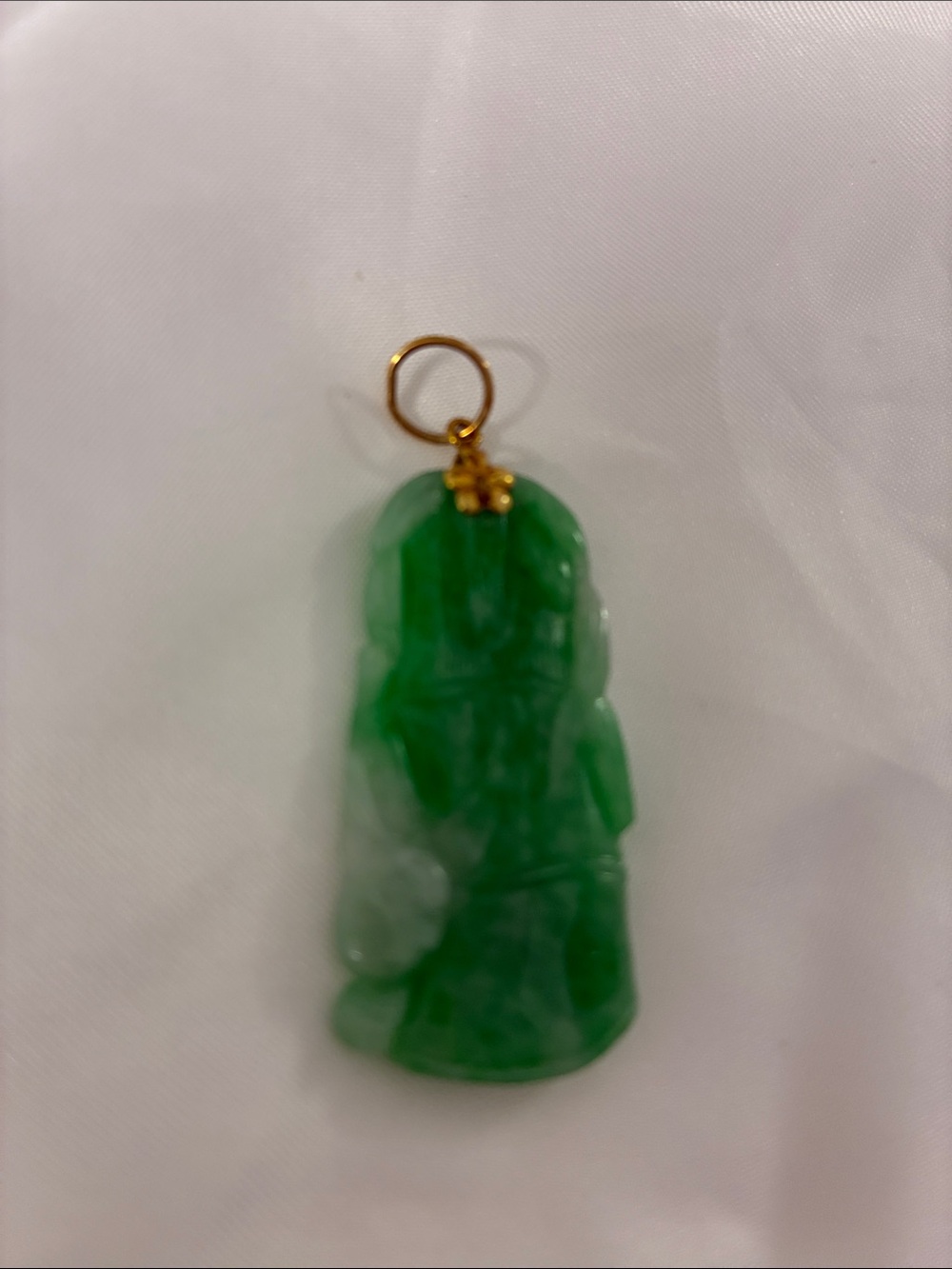 Green Jade Style Pendant with Gold Bail - Women Jewelry